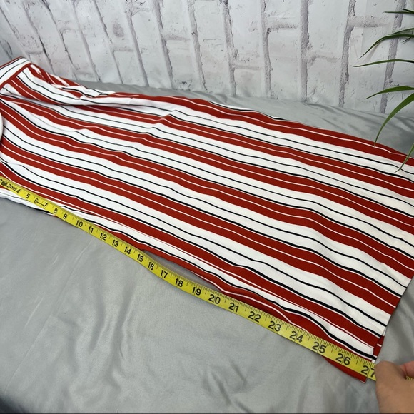 Loft Striped Wide Leg Trousers Red Wine White NWT - Picture 6 of 8
